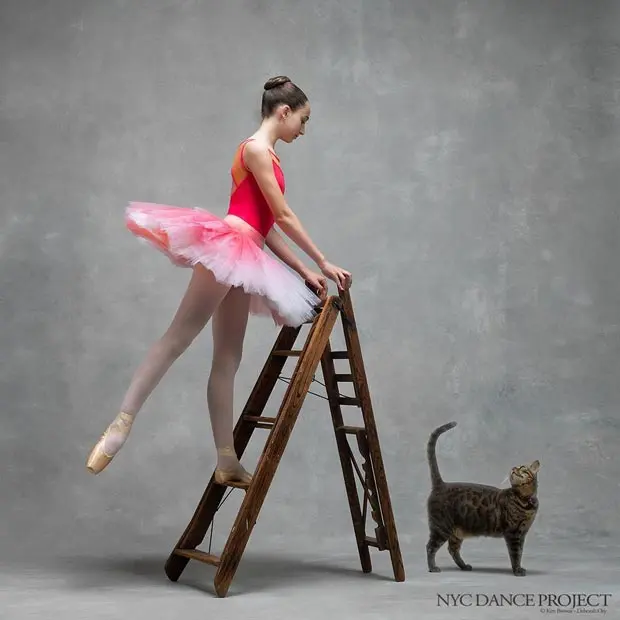 Pizzie bengal cat with Jenna, ballet student 