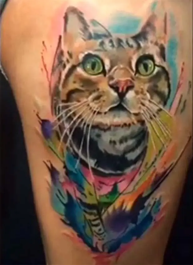 Water color Bengal cat tattoo