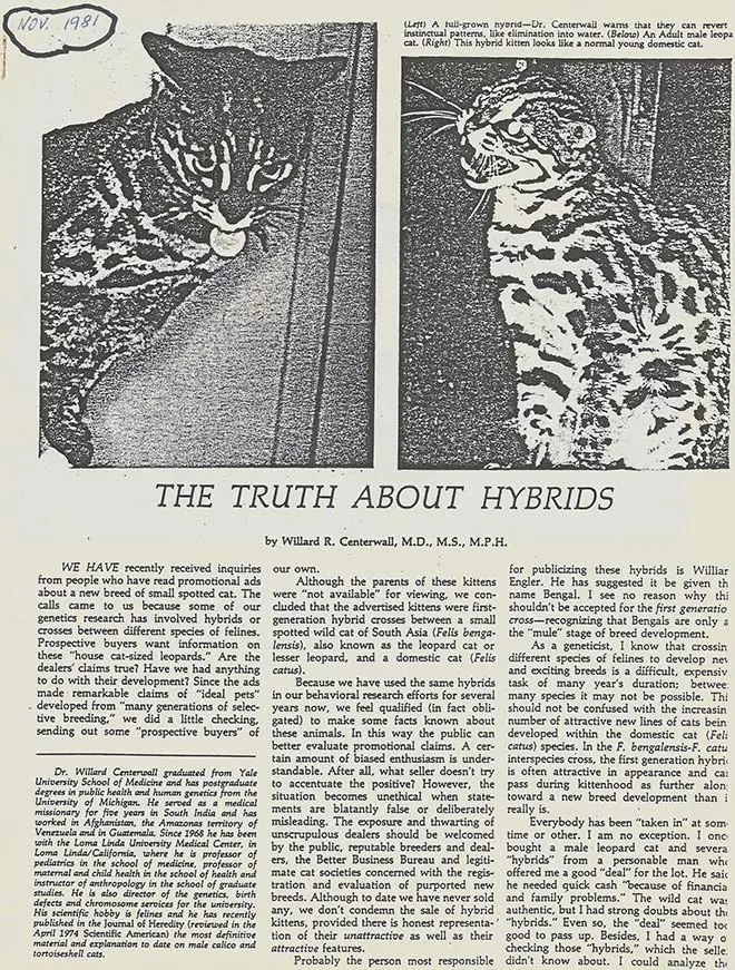 Truth About Hybrids article by Willard R. Centerwall